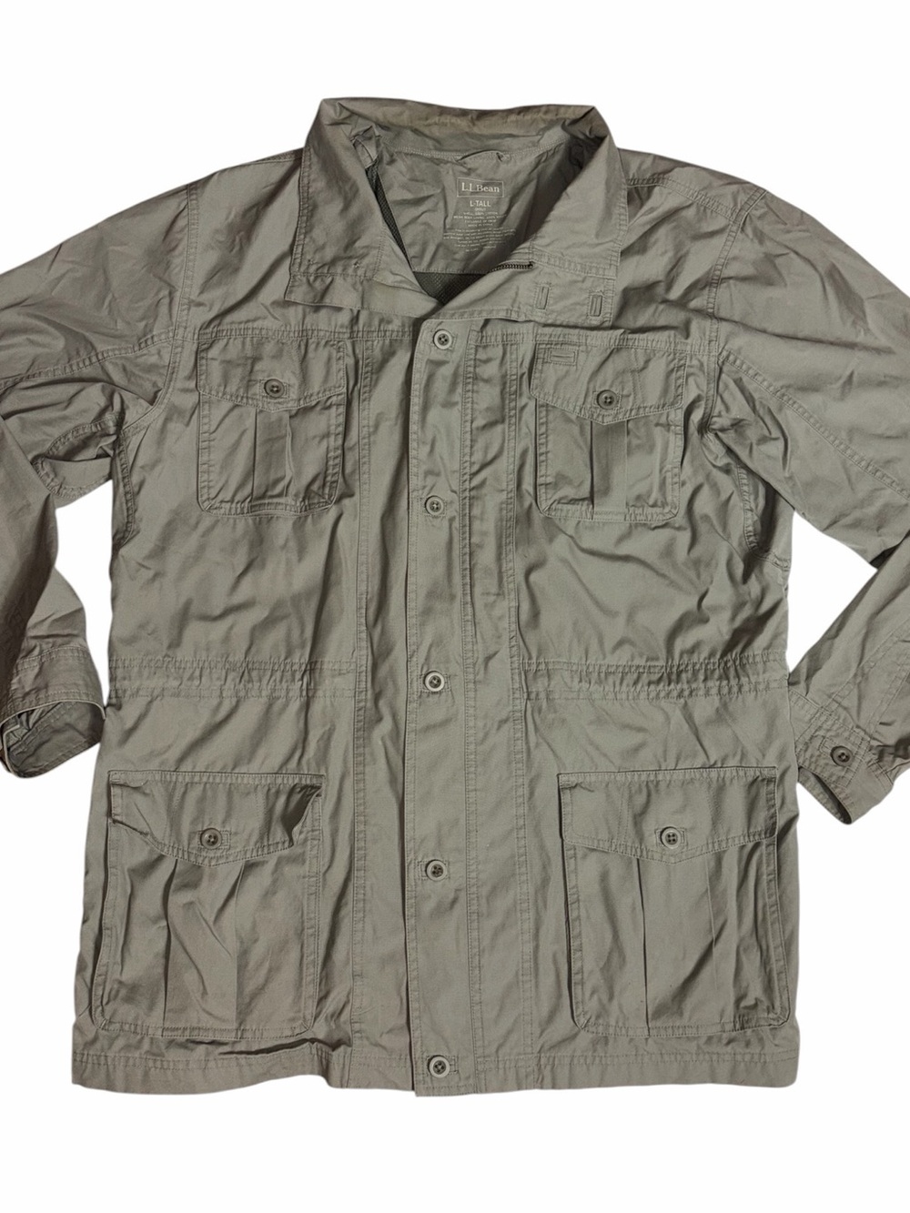 L.L. Bean Vintage Field Safari Utility Chore Jacket Khaki Men's Size L-Tall
